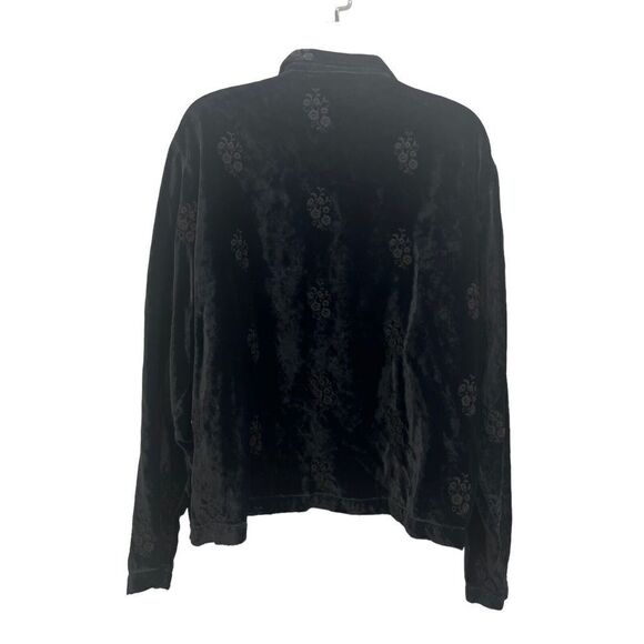 CP Shades Crushed Velvet Rayon Button Down Sz Medium Black Embroidered Top Boho - Picture 15 of 16